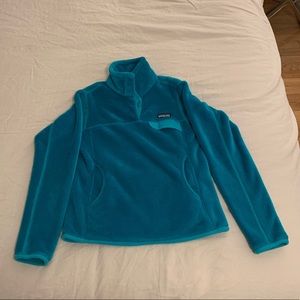 Fleece Patagonia Pullover - Teal, Size Small